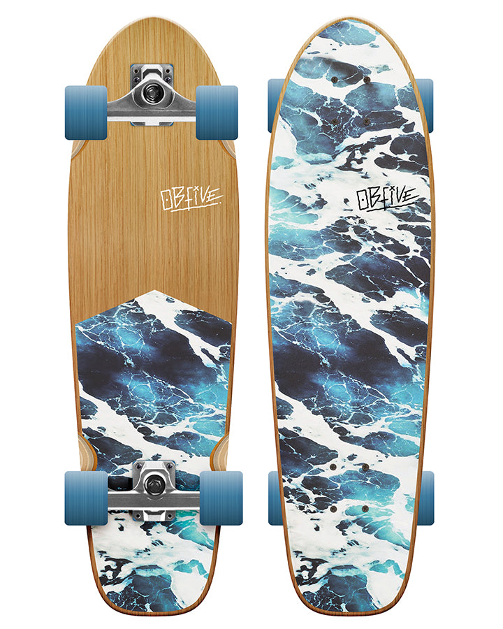 OBFiveサーフスケート32インチ White Wash Surf Skate 32